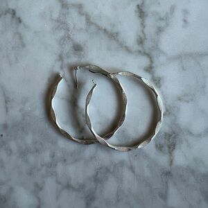 Stella & Dot Twisted Silver Hoop Earrings